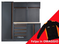 Arredamento modulare per officina Beta C45PROBW con piano in legno + felpa in OMAGGIO