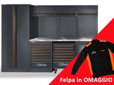 Arredamento modulare per officina Beta C45PROX con piano in acciaio inox + felpa in OMAGGIO