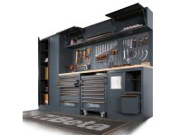 Arredo per officina Beta C45PROX 2955x495x2000mm con piano in acciaio inox completo di 196 utensili