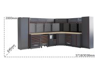 Arredo Beta C45PRO 2.0 DW per officina 3718/3038x645x2000mm con piano di lavoro in legno