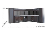 Arredo Beta C45PRO 2.0 DX per officina 3718/3038x645x2000mm con piano di lavoro in acciaio