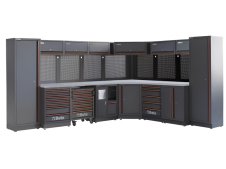 Arredo Beta C45PRO 2.0 DX per officina 3718/3038x645x2000mm con piano di lavoro in acciaio