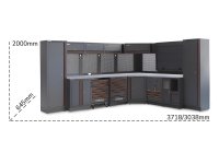 Arredo Beta C45PRO 2.0 FX per officina 3718/3038x645x2000mm con piano in acciaio e avvolgitori