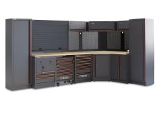 Arredo Beta C45PRO 2.0 GW per officina 3718/2358x645x2000mm con piano in legno e avvolgitori