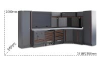 Arredo Beta C45PRO 2.0 GX per officina 3718/2358x645x2000mm con piano in acciaio e avvolgitori