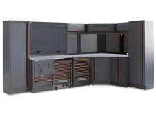 Arredo Beta C45PRO 2.0 GX per officina 3718/2358x645x2000mm con piano in acciaio e avvolgitori