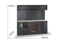 Arredo Beta C45PRO 2.0 AW per officina 2040x645x2000mm con piano di lavoro in legno