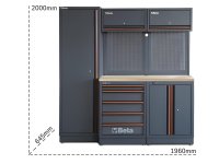 Arredo Beta C45PRO 2.0 BW per officina 1960x645x2000mm con piano di lavoro in legno