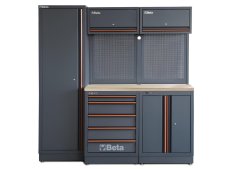 Arredo Beta C45PRO 2.0 BW per officina 1960x645x2000mm con piano di lavoro in legno