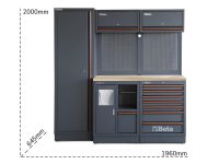 Arredo Beta C45PRO 2.0 CW per officina 1960x645x2000mm piano in legno e modulo di servizio