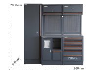 Arredo Beta C45PRO 2.0 CX per officina 1960x645x2000mm piano in acciaio e modulo di servizio