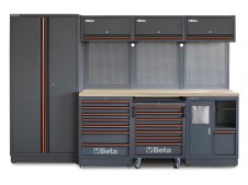 Arredo Beta C45PRO 2.0 W per officina 2955x645x2000mm con piano di lavoro in legno