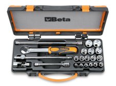 Assortimento Beta 910A/C16, 16 chiavi a bussola esagonali 3/8" e 5 accessori in valigetta