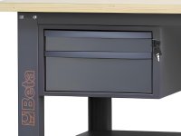 Banco da lavoro Beta C58BC-W 2C/A 160cm antracite con piano in legno e 2 cassetti