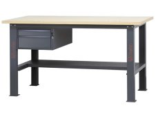 Banco da lavoro Beta C58BC-W 2C/A 160cm antracite con piano in legno e 2 cassetti