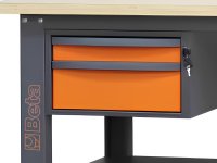 Banco da lavoro Beta C58BC-W 2C/O 160cm bicolore con piano in legno e 2 cassetti