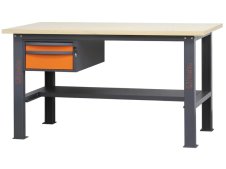 Banco da lavoro Beta C58BC-W 2C/O 160cm bicolore con piano in legno e 2 cassetti