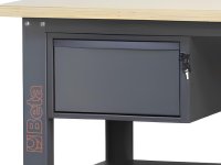 Banco da lavoro Beta C58BC-W 4C/A 160cm antracite con piano in legno e 4 cassetti