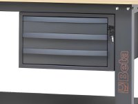 Banco da lavoro Beta C58BC-W 4C/A 160cm antracite con piano in legno e 4 cassetti