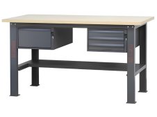 Banco da lavoro Beta C58BC-W 4C/A 160cm antracite con piano in legno e 4 cassetti