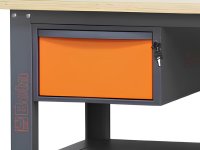 Banco da lavoro Beta C58BC-W 4C/O 160cm bicolore con piano in legno e 4 cassetti