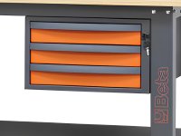 Banco da lavoro Beta C58BC-W 4C/O 160cm bicolore con piano in legno e 4 cassetti