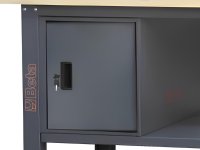 Banco da lavoro Beta C58BC-W2,1 4CA/A 210cm antracite, piano legno, 4 cassetti, armadio e parete