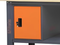 Banco da lavoro Beta C58BC-W2,1 4CA/O 210cm bicolore, piano legno, 4 cassetti, armadio e parete