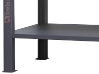 Banco da lavoro Beta C58BC-W2,1 4C/O 210cm bicolore, piano in legno, 4 cassetti e parete attrezzata