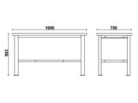 Banco da lavoro Beta C58BC-X 160cm con piano in acciaio inox
