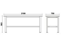 Banco da lavoro Beta C58BC-X 210cm con piano in acciaio inox