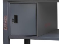 Banco da lavoro Beta C58BC-X 4CA/A 210cm antracite con piano in acciaio inox, 4 cassetti e armadio