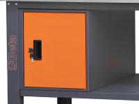 Banco da lavoro Beta C58BC-X 4CA/O 210cm bicolore con piano in acciaio inox, 4 cassetti e armadio