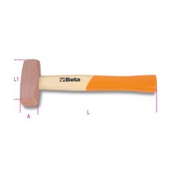 Martello in rame Beta 1385 con manico in legno, testa 400-2000gr