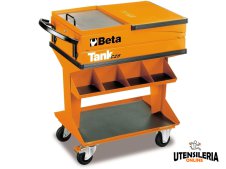 Carrello arancio Tank C25 Beta vuoto con mensola e coperchio ribaltabile