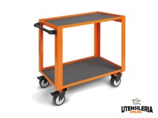 Carrello arancio CP51 ad alta resistenza con 2 ripiani Beta carico 750Kg