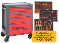 Cassettiera mobile Beta RSC24 con 6 cassetti e 81 per manutenzione auto ibride ed elettriche