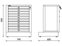 Modulo fisso Beta RSC50 M10 da incasso con 10 cassetti per arredo officina