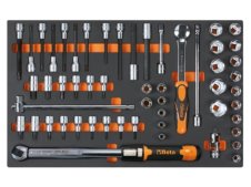 Assortimento 54 bussole esagonali da 1/2" Beta M115 in termoformato morbido EVA Assortimento 54 bussole esagonali da 1/2" Beta M115 in termoformato morbido EVA