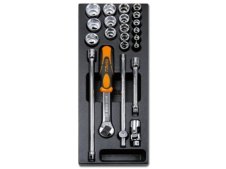 Assortimento 22 bussole esagonali da 3/8" Beta T92 in termoformato rigido ABS Assortimento 22 bussole esagonali da 3/8" Beta T92 in termoformato rigido ABS
