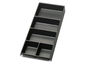 Termoformato rigido in ABS Beta VP4 147x367x35mm con 5 vaschette portaminuteria
