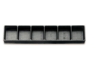 Termoformato rigido in ABS Beta VP6 588x122x45mm con 6 vaschette portaminuteria