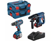 Bosch Kit martello perforatore GBH 18V-21 e avvitatore GSR 18V-28 con 2 batterie GBA 4Ah