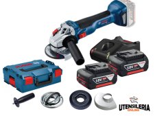 Bosch GWS 18V-10 smerigliatrice angolare a batteria in kit con 2 batterie 4.0 Ah Bosch GWS 18V-10 smerigliatrice angolare a batteria in kit con 2 batterie 4.0 Ah