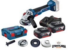 Bosch GWS 18V-10 smerigliatrice angolare a batteria in kit con 2 batterie 4.0 Ah