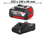 Set ricarica Bosch batteria GBA 18V 4Ah + caricabatteria GAL 18V-40