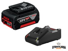 Set ricarica Bosch batteria GBA 18V 4Ah + caricabatteria GAL 18V-40