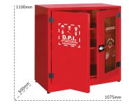 Armadio per DPI Carvel 1075x500x1100mm con 1 anta cieca, 1 anta in vetro frangibile e 2 ripiani