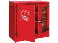 Armadio per DPI Carvel 1075x500x1100mm con 1 anta cieca, 1 anta in vetro frangibile e 2 ripiani Armadio per DPI Carvel 1075x500x1100mm con 1 anta cieca, 1 anta in vetro frangibile e 2 ripiani