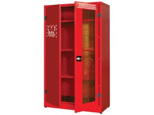 Armadio per DPI Carvel 1075x500x1850mm con 1 anta cieca, 1 anta vetro frangibile e 3 ripiani